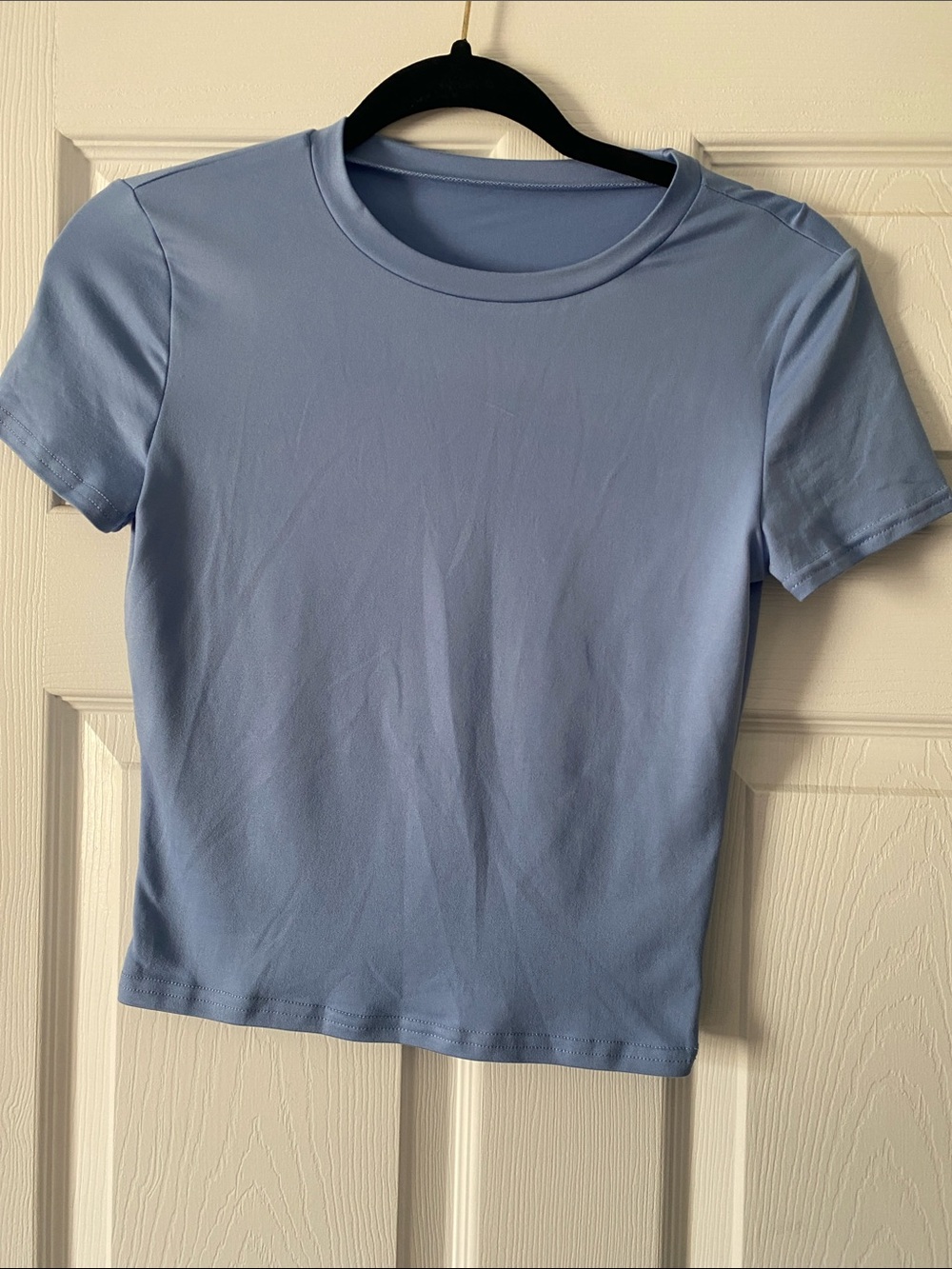 SHEIN Light Blue Cropped Crewneck Tee